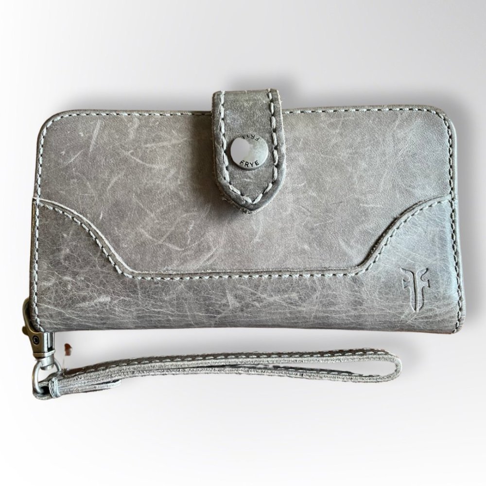 Frye Distressed Phone Wallet Grey Wristlet